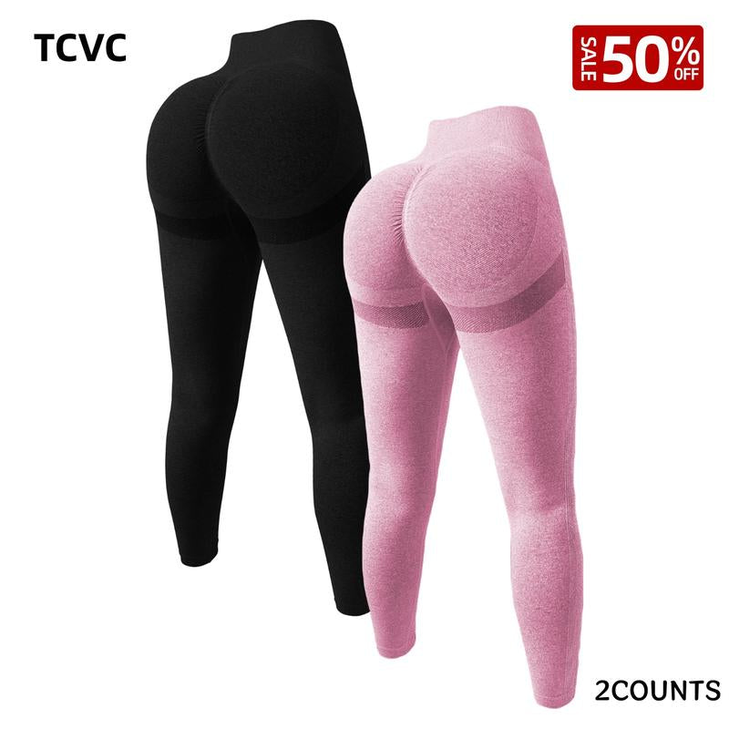 TCVC Women'S Solid High Waist Sports Leggings Tight-Fitting Comfy Breathable Skinny Pants for Yoga Gym Workout Running Ladies Sportswear for All Seasons Athletic Stretchy Material Gym Fitness Leggings Yoga Bottom Gym Tights Clothes