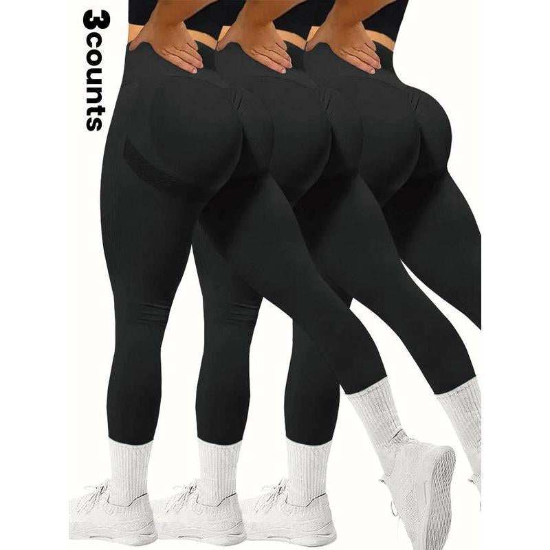 TCVC Women'S Solid High Waist Sports Leggings Tight-Fitting Comfy Breathable Skinny Pants for Yoga Gym Workout Running Ladies Sportswear for All Seasons Athletic Stretchy Material Gym Fitness Leggings Yoga Bottom Gym Tights Clothes